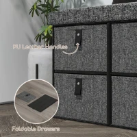 HOMCOM Shoe Bench with Seat, Shoe Storage Bench with Cushion and 6 Fabric Drawers for Entryway, Hallway, Bedroom, Charcoal Grey(m-6)