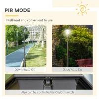 Outsunny 94.5" Solar Lamp Post Light, Dusk to Dawn Vintage Style Street Light, Aluminum Solar Powdered Lamp, PIR Motion Sensor for Garden, Lawn, Pathway, Driveway, Black(m-5)