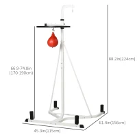 Soozier Free Standing Boxing Bag Stand, Speed Bag Station, Heavy Bag Set, Punching Ball, Boxing Rack Heavy Duty Equipment for Training at Home, White(m-3)