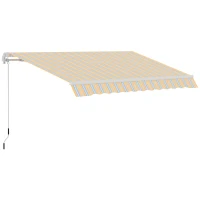 Outsunny 10' x 8' Manual Retractable Awning, Sun Shade Shelter Canopy, with Aluminum Frame and UV Protection for Patio Deck Yard Window Door, Mix Colour(m-11)
