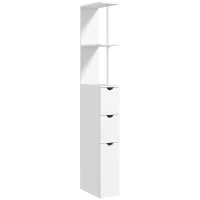 HOMCOM Tall Bathroom Storage Cabinet, Narrow Bathroom Cabinet with Drawers and Open Shelves for Small Spaces, White(m-11)