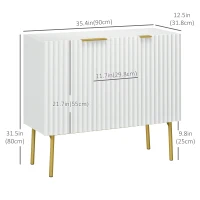HOMCOM Modern Storage Cabinet Sideboard Buffet Cabinet with Gold Legs for Living Room Dining Room Hallway White(m-3)