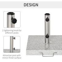 Outsunny 55 lbs Marble Square Umbrella Stand 16.5" Market Heavy Holder Base w/ Wheels, Grey(m-7)