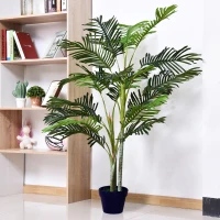 Outsunny 5FT Artificial Palm Tree, Fake Tropical Tree with Lifelike Leaves, Faux Plant in Pot for Indoor Decoration, Green(m-8)