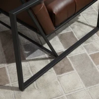 HOMCOM Mid-Century Modern Accent Chair Faux Leather Sofa Button Tufted Armchair with Metal Frame, Brown(m-8)