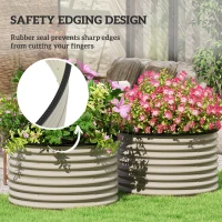 Outsunny Set of 2 Raised Garden Bed, Metal Planter Box with Safety Edging, Easy-to-assemble Stock Tank, Cream White(m-6)