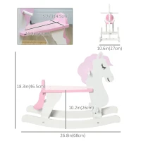 Qaba Wooden Rocking Horse, Toddler Baby Ride-on Toys for Kids 1-3 Years with Cute Horse Shape & Solid Workmanship, Pink(m-3)