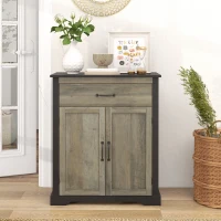 HOMCOM Sideboard Buffet Cabinet, Storage Cabinet with Drawer, Double Doors and Adjustable Shelf, Black(m-8)
