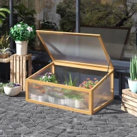 Outsunny Wooden Cold Frame Greenhouse Garden Portable Raised Planter with Openable Top for Indoor, Outdoor, Flowers, Vegetables, Plants, 35.5"x23.5"x15.75", Light Brown(m-8)