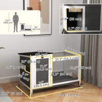 PawHut Wooden Rabbit Hutch with Pull-Out Tray, Asphalt Openable Roof, Small Animal Cage on Wheels with Run, Grey(m-3)