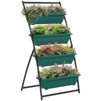 Outsunny 4-Tier Vertical Raised Garden Planter with 4 Boxes, Outdoor Plant Stand Grow Container for Vegetable Flowers, Green(m-11)