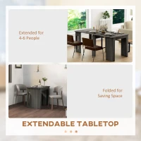HOMCOM Extendable Dining Table, Expandable Kitchen Table for Small Spaces, Seats up to 6 People, Grey(m-4)