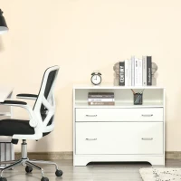 Vinsetto Lateral Filing Cabinet with 2 Drawers, File Cabinet for Hanging Letter Sized Files, Office Printer Stand, White(m-1)