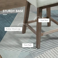 HOMCOM Counter Height Bar Stools, Swivel Bar Chairs, 25.5" High Fabric Tufted Breakfast Barstools for Kitchen, Set of 2, Cream White(m-6)