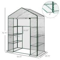 Outsunny 56" x 29" x 77" Portable Walk-in Greenhouse Garden Flower Plant Growing Warm House w/ 4 Tier Shelves and Roll Up Zippered Door, Transparent(m-3)