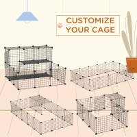 PawHut 2-Tier Foldable Metal Small Animal Playpen Pet Fence with Reshaping Customizable Design, Large Guinea Pig Cage, Bunny Rabbit Cage, and Chinchilla Cage, C&C Cage and Metal Playpen with Mats(m-4)