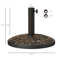 Outsunny 19" Patio Umbrella Base, 26 lbs Concrete Heavy Duty Umbrella Stand, Round Patio Umbrella Holder for 1.5"/1.9" Umbrella Poles for Outdoor, Lawn, Poolside, Bronze(m-3)