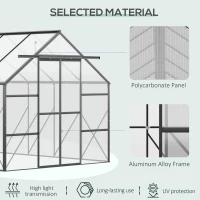 Outsunny 20' x 8' Aluminum Greenhouse Polycarbonate Walk-in Garden Greenhouse Kit with Adjustable Roof Vent, Rain Gutter and Sliding Door for Winter, Clear(m-4)