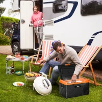 Outsunny 32 Quart Car Fridge, Portable Freezer, Electric Cooler Box with 12/24V DC and 100-240V AC for Camping, Driving, Picnic(m-1)