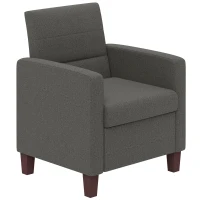 HOMCOM Fabric Accent Chair, Modern Armchair with Seat Cushion and Non-Slip Pads for Living Room, Bedroom, Dark Grey(m-2)