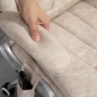 HOMCOM Vibration Massage Office Chair, High Back Heated Computer Chair with Flip-up Armrest & Swivel Wheels, Cream White(m-9)