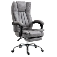 Vinsetto Microfiber Computer Chair, Executive Office Chair with Reclining Backrest Retractable Footrest Adjustable Height Grey(m-11)
