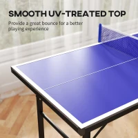 Soozier 5' x 2.5' Mini Ping Pong Table with Professional UV Treated Tabletop, Foldable Table Tennis Table with Adjustable Feet and Net for Outdoor and Indoor, Blue(m-5)