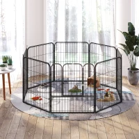 PawHut 8 Panel Pet Playpen Play Yard Fence Home DIY Heavy-Duty Metal Foldable Indoor Outdoor 31.5"H(m-9)