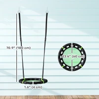 Qaba 24 inch Saucer Tree Swing Set for Kids with Adjustable Hanging Ropes for Outdoor, Backyard, Green(m-3)