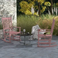 Outsunny Wooden Patio Rocking Chairs Set of 2, Outdoor Rocker Chairs with Wide Armrests, High Back for Garden, Balcony, Natural(m-8)