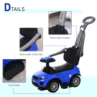 Aosom 2 In 1 Push Cars for Toddlers Kid Ride on Push Car Stroller Sliding Car with Horn Music Light Function Secure Bar Ride on Toy for Boy Girl 1-3 Years Old Blue(m-5)