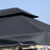 Outsunny 13' x 10' Outdoor Patio Gazebo Canopy with 2-Tier Polyester Roof, Vented Mesh Sidewall & Strong Aluminum Frame, Black(m-10)