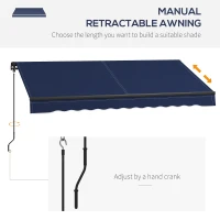 Outsunny 10' x 8' Retractable Awning, 280gsm UV Resistant Sunshade Shelter for Deck, Balcony, Yard, Blue(m-4)