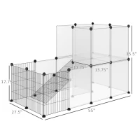 Pawhut 35.4" Pet Playpen Portable Pet Fence for Small Animals, DIY Plastic Modular Fence for Guinea Pigs, Bunny, Hedgehog(m-3)