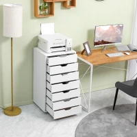 Vinsetto 7-drawer Vertical File Cabinet for Home Office, Storage Cabinet with Wheels, 18.7"x15.6"x35.4", White(m-8)