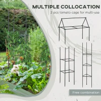Outsunny 6' x 3' x 1' Raised Garden Bed with 2 Trellis Tomato Cages, Steel Frame Elevated Planter Box, Light Green(m-6)