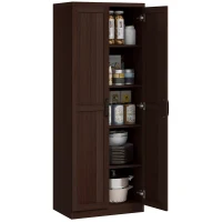 HOMCOM 63" 2-Door Kitchen Pantry, Freestanding Cabinet with 2 Adjustable Shelves for Dining Room, Cinnamon Cherry Wood Grain(m-11)