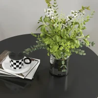 HOMCOM Round Dining Table, Modern Dining Room Table with Steel Curved Legs, Space Saving Small Kitchen Table, Black(m-9)