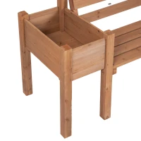 Outsunny Wood Outdoor Bench with Planter Boxes 2-Seater Garden Bench with Slat Seat and Back Dark Brown(m-10)