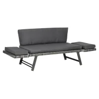 Outsunny Convertible Wicker Loveseat Grey Patio Chaise Lounge(m-13)