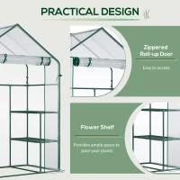 Outsunny 5' x 2.5' x 6.5' Mini Walk-in Greenhouse Kit, Portable Green House with 3 Tier Shelves, Roll-Up Door, and Weatherized Plastic Cover for Backyard Garden, Clear(m-5)