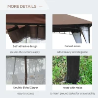 Outsunny 10' x 10' Outdoor Patio Gazebo Canopy Tent with Mesh Sidewalls, 2-Tier Canopy for Backyard, Coffee(m-5)