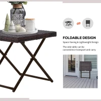 Outsunny Patio Wicker Coffee Table, Outdoor PE Rattan Garden Folding Side Table, 15.75"x15.75"x15.75", Brown(m-6)