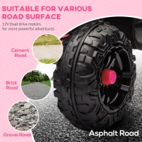 Qaba 12V Kids ATV with Spring Suspension, Forward & Reverse, LED Lights, Music, MP3, Pink(m-6)