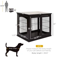 PawHut Dog Crate Furniture, 32" Small Dog Cage End Table with 2 Doors, Lockable Door, Puppy Kennel Indoor, Coffee(m-3)