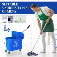 HOMCOM Compact Mop Bucket with Wringer, Mop Bucket on Wheels for Floor Cleaning, 5 Gallon, Separate Dirty and Clean Water, Blue(m-7)