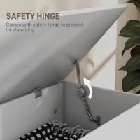 HOMCOM 39.4 Inches Storage Chest, Storage Trunk with Safety Hinge, Wooden Box for Living Room, White Wood Grain(m-5)