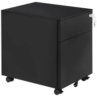 Vinsetto Lockable File Cabinet, Steel Filing Cabinet on Wheels for Legal, A4, Letter Size, with Pencil Tray for Home Office(m-2)