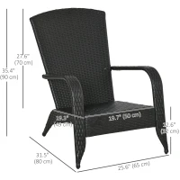 Outsunny Patio Wicker Adirondack Chair, PE Rattan Outdoor Muskoka Chair, Fire Pit Chair with Cushions for Patio, Garden, Backyard, Poolside, Balcony, Deck, Light Grey(m-3)