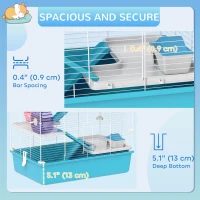 PawHut 6 Tier Hamster Cage w/ Tunnels and Tubes, Hut, Wheel, Food Dish, Water Bottle, Ramps, for Dwarf & Gerbil, Light Blue(m-7)